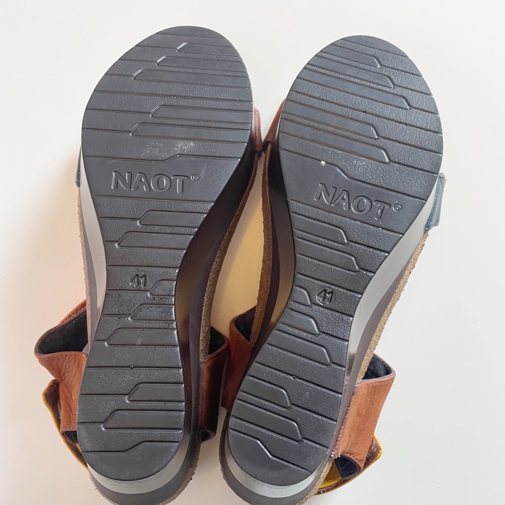 NAOT Genuine Leather Adjustable Color Block Wedge Sandals | 10/10.5 - Picture 8 of 10